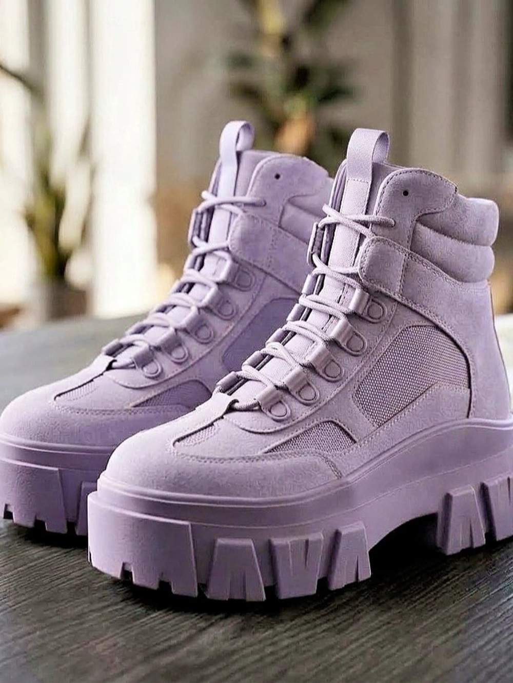 ASOS Platform Combat Boots in Purple US 8 Like New